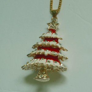 Betsey Johnson Christmas Tree Rhinestone Necklace